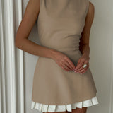 Solvienne | Chic Sleeveless Midi Dress with Pleated Details