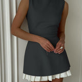 Solvienne | Chic Sleeveless Midi Dress with Pleated Details