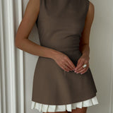 Solvienne | Chic Sleeveless Midi Dress with Pleated Details