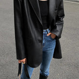 Emily | Leather Blazer with Functional Pockets
