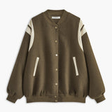 Zerith | Oversized varsity jacket with contrast striped sleeves