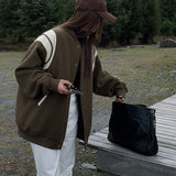Zerith | Oversized varsity jacket with contrast striped sleeves