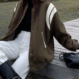 Zerith | Oversized varsity jacket with contrast striped sleeves