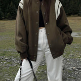 Zerith | Oversized varsity jacket with contrast striped sleeves
