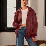 Lorvain | Bordeaux Red Jacket with Sporty Vegan Leather Finish