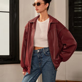 Lorvain | Bordeaux Red Jacket with Sporty Vegan Leather Finish