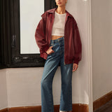 Lorvain | Bordeaux Red Jacket with Sporty Vegan Leather Finish