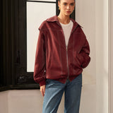 Lorvain | Bordeaux Red Jacket with Sporty Vegan Leather Finish