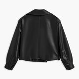 Draxen | Black Faux Leather Biker Jacket – Cropped Edgy Statement Piece