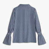Cora | Navy Striped Blouse with Flared Sleeves