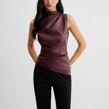 Bernadetta | Faux Leather Sleeveless Top For Woman
