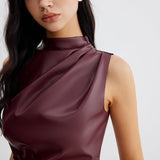 Bernadetta | Faux Leather Sleeveless Top For Woman