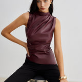Bernadetta | Faux Leather Sleeveless Top For Woman