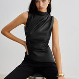 Bernadetta | Faux Leather Sleeveless Top For Woman