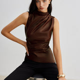 Bernadetta | Faux Leather Sleeveless Top For Woman