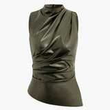 Bernadetta | Faux Leather Sleeveless Top For Woman