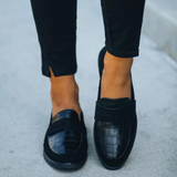 Josephine | Women’s Suede Loafers with Crocodile Texture