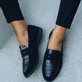 Josephine | Women’s Suede Loafers with Crocodile Texture