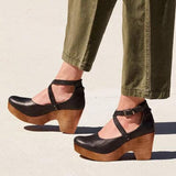 Liora | Chic Closed-Toe Wedge Heels with Ankle Strap