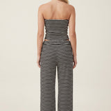 Isla | Stripe Co-Ord Set with Strapless Top and Wide Leg Trousers