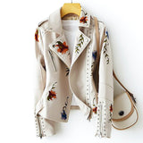 Lydia | Floral Faux Leather Jacket with Tailored Fit
