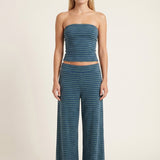 Isla | Stripe Co-Ord Set with Strapless Top and Wide Leg Trousers
