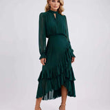 Penelope | Women's Pleated Maxi Dress with Halter Neck