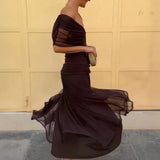Eleanor | V-Neck Wrap Maxi Dress with Sheer Chiffon Sleeves