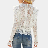 Freya | Lace Blouse – Romantic Floral Long Sleeve Design