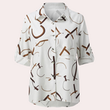 Millie | Women's graphic letter blouse – modern silky finish