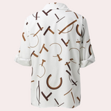 Millie | Women's graphic letter blouse – modern silky finish