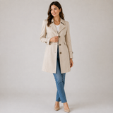 Women's Single-Breasted Tailored Coat with Notch Lapels – Longline Autumn Winter Coat