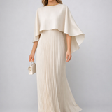 Annelise | High Neck Pleated Chiffon Maxi Dress with Relaxed Fit