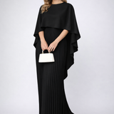 Annelise | High Neck Pleated Chiffon Maxi Dress with Relaxed Fit