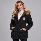 Women's Hooded Parka with Faux Fur Trim – Mid-Length Drawstring Winter Coat