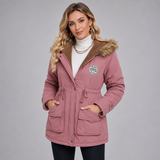 Women's Hooded Parka with Faux Fur Trim – Mid-Length Drawstring Winter Coat