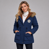 Women's Hooded Parka with Faux Fur Trim – Mid-Length Drawstring Winter Coat