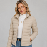 Women's Lightweight Quilted Puffer Jacket with Stand Collar – Slim Fit Autumn Winter Coat