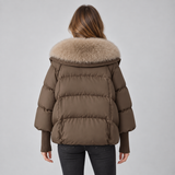 Women's Oversized Puffer Jacket with Faux Fur Collar – Padded Winter Coat