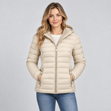 Women's Lightweight Hooded Puffer Jacket – Quilted Winter Commuter Coat