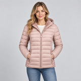 Women's Lightweight Hooded Puffer Jacket – Quilted Winter Commuter Coat