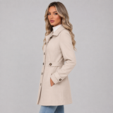 Women's Single-Breasted Fitted Coat with Back Belt – Tailored Autumn Winter Coat