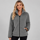 Women's Teddy Fleece Jacket with Stand Collar – Full-Zip Winter Fleece Jacket