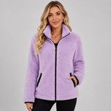 Women's Teddy Fleece Jacket with Stand Collar – Full-Zip Winter Fleece Jacket