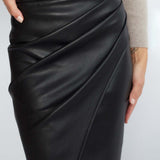 Pippa | Coated Midi Skirt with Front Slit