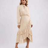 Penelope | Women's Pleated Maxi Dress with Halter Neck