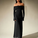 Celestara | Strapless brown evening gown with shimmering finish