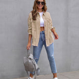 Elvara | Oversized distressed denim jacket with fringing