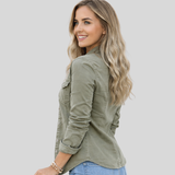 Jasmine | Women's Utility Casual Shirt with Pockets and Snap Closure