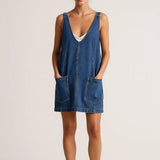 Ariselle | Sleeveless V-Neck Denim Mini Dress